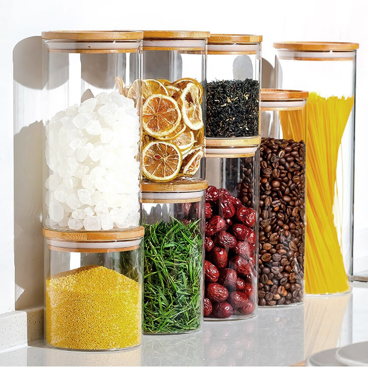 Hot selling Wholesale Kitchen Storage Container Bottle Large Unique Round Sealed High Borosilicate Glass Food Storage Jar