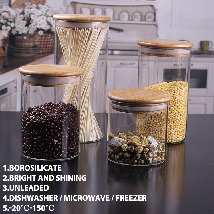 Hot selling Wholesale Kitchen Storage Container Bottle Large Unique Round Sealed High Borosilicate Glass Food Storage Jar