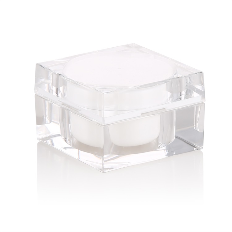 Hot selling clear empty square acrylic cosmetic jar 15g 30g 50g transparent acrylic container for skincare packaging