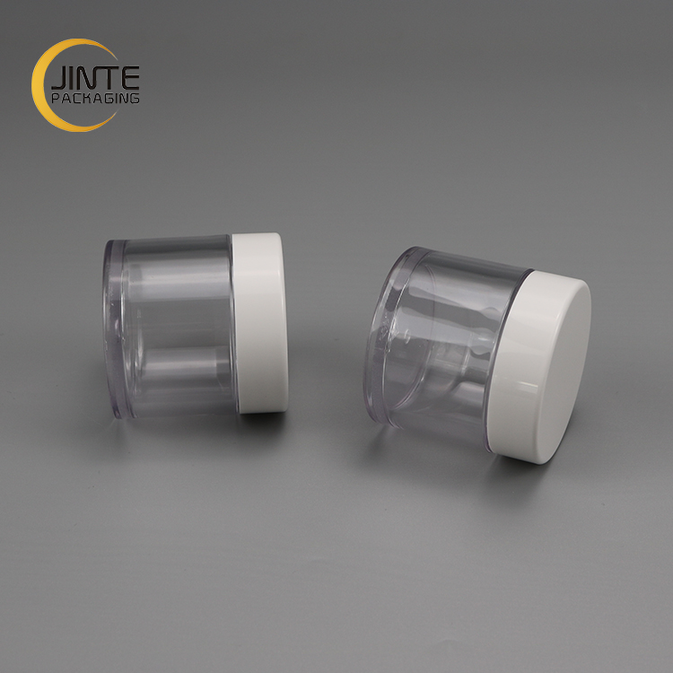 Hot selling color logo as your request 60g 2oz white cap clear PETG plastic material cosmetic face scrub jar