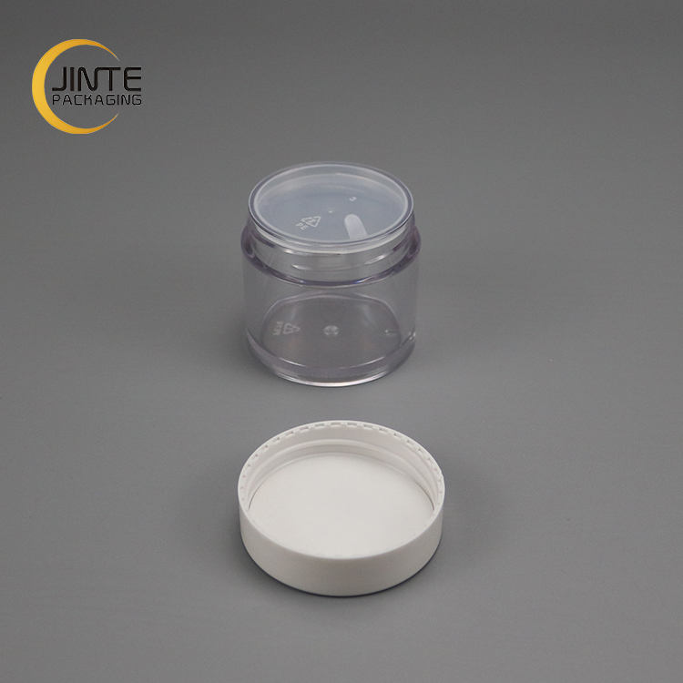 Hot selling color logo as your request 60g 2oz white cap clear PETG plastic material cosmetic face scrub jar