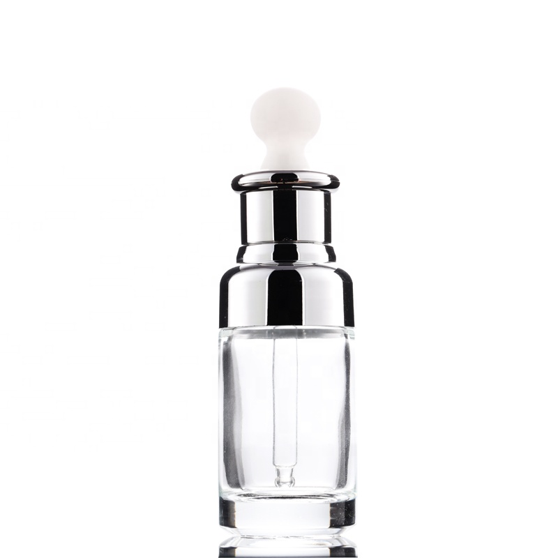 Hot selling cosmetic bottle silver round shoulder essential cosmetic oil liquid glass 50ml 30ml 20ml dropper bottle