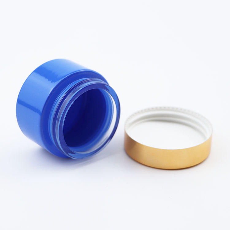 Hot selling custom color 1oz Straight Sided Glass Cosmetic Cream Jar with gold Aluminum Lid