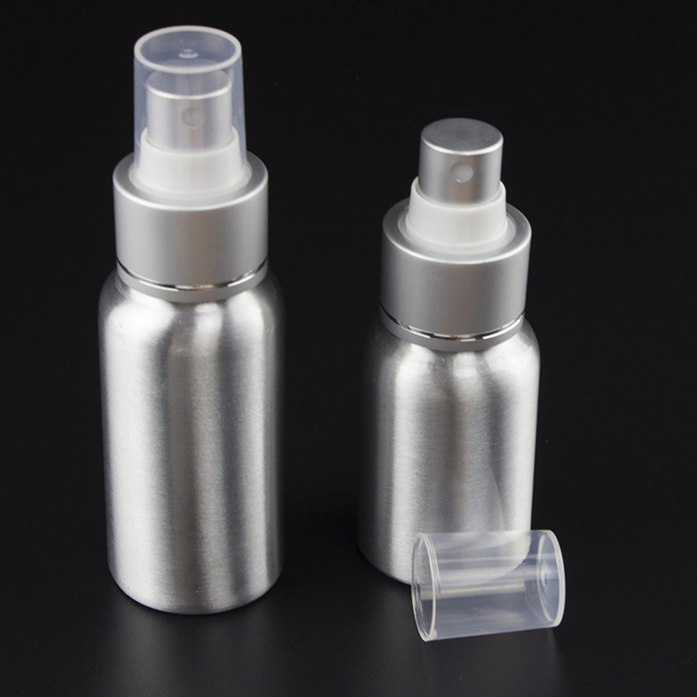 Hot selling empty 30ml 50ml aluminum mist stainless steel spray bottle with plastic cap