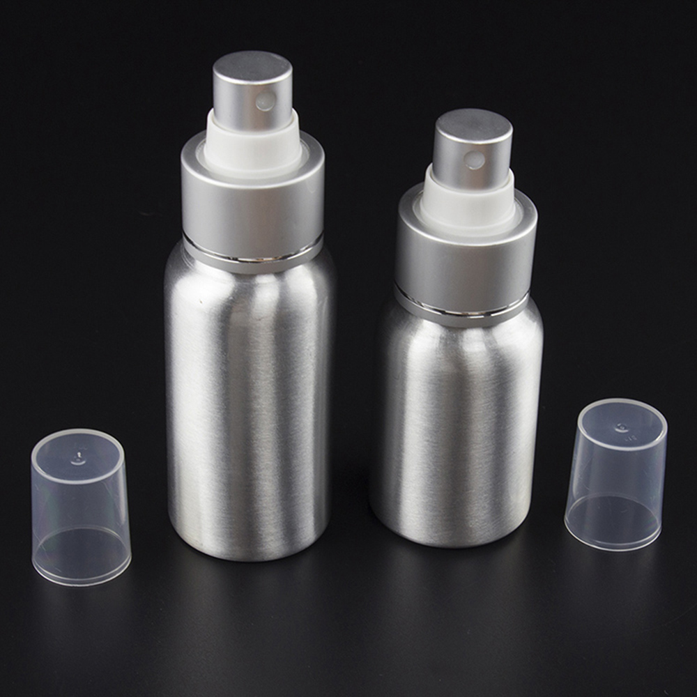 Hot selling empty 30ml 50ml aluminum mist stainless steel spray bottle with plastic cap