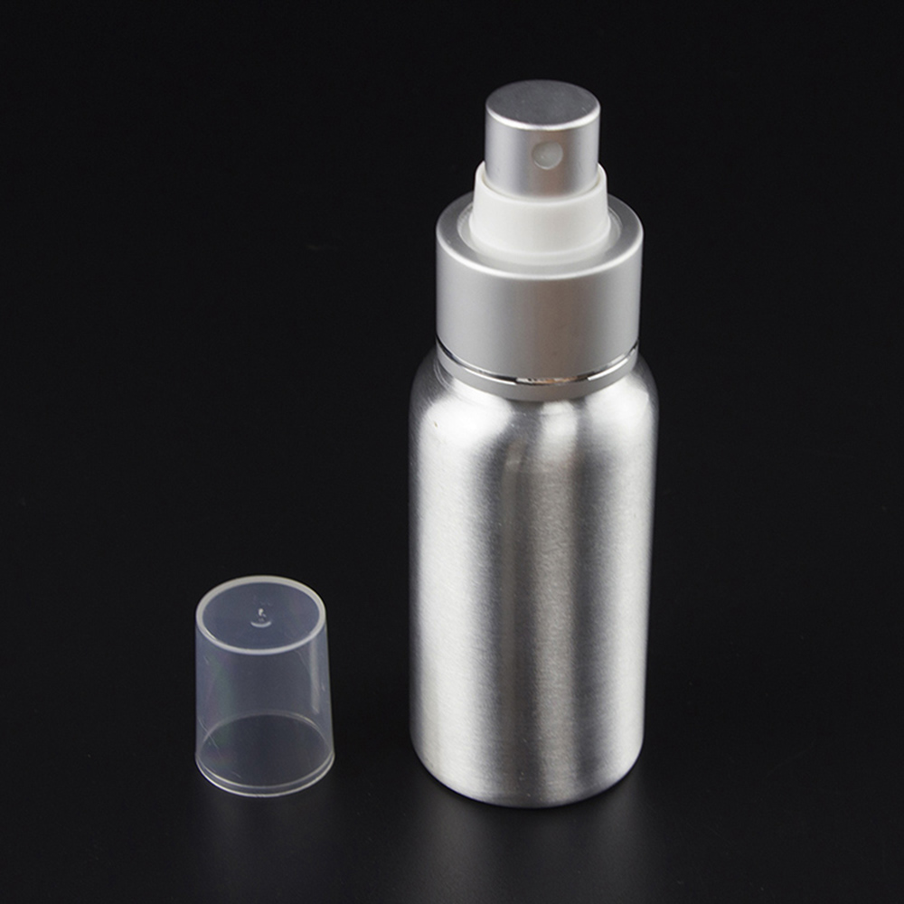 Hot selling empty 30ml 50ml aluminum mist stainless steel spray bottle with plastic cap