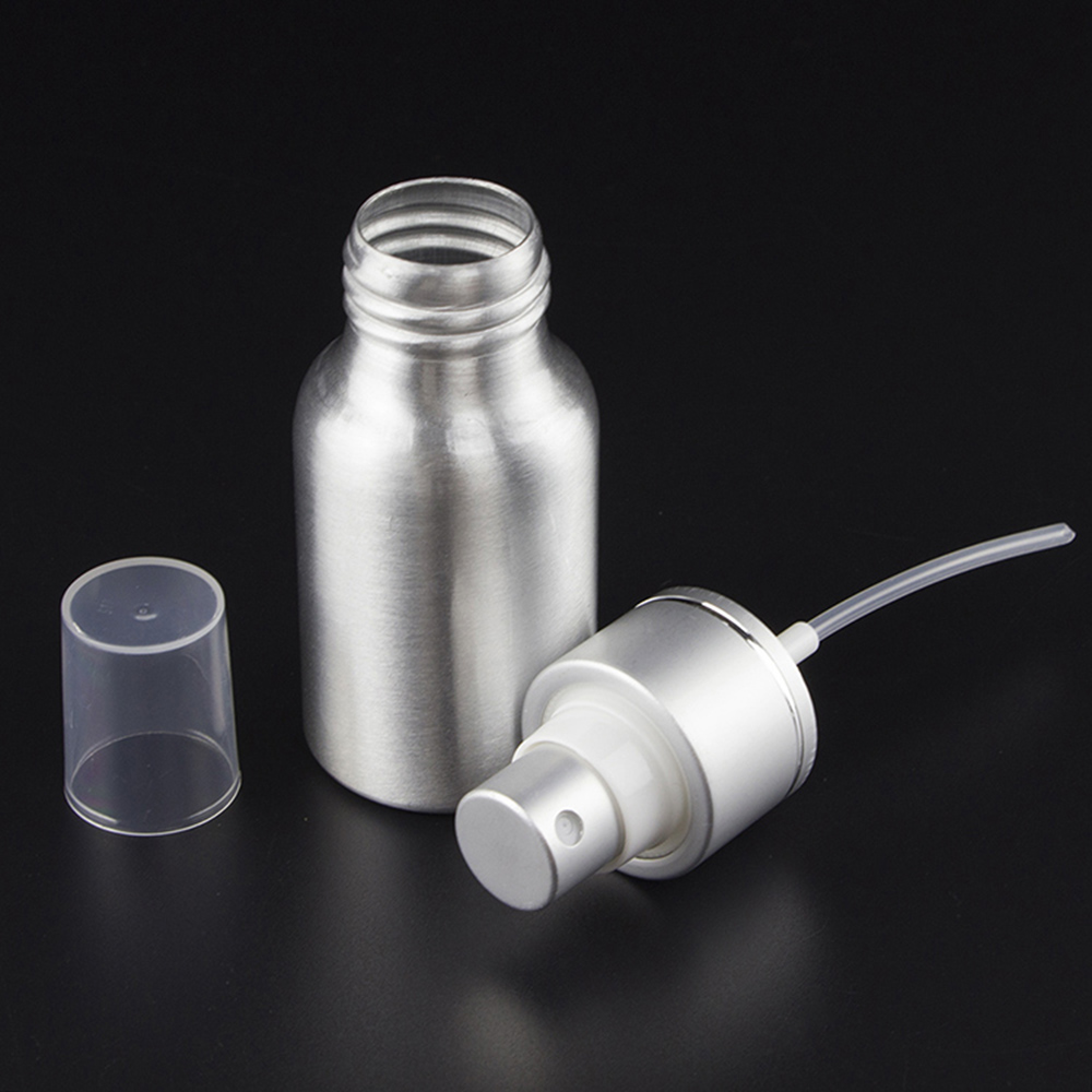 Hot selling empty 30ml 50ml aluminum mist stainless steel spray bottle with plastic cap