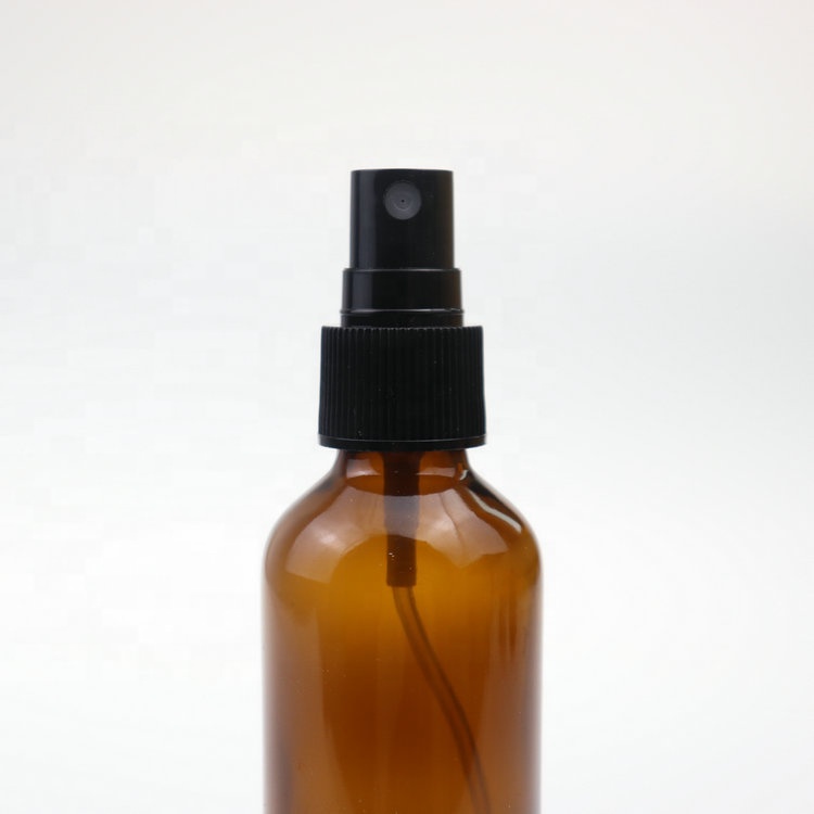 Hot selling empty 60ml boston round amber cosmetic packaging serum container perfume glass spray bottle with sprayer