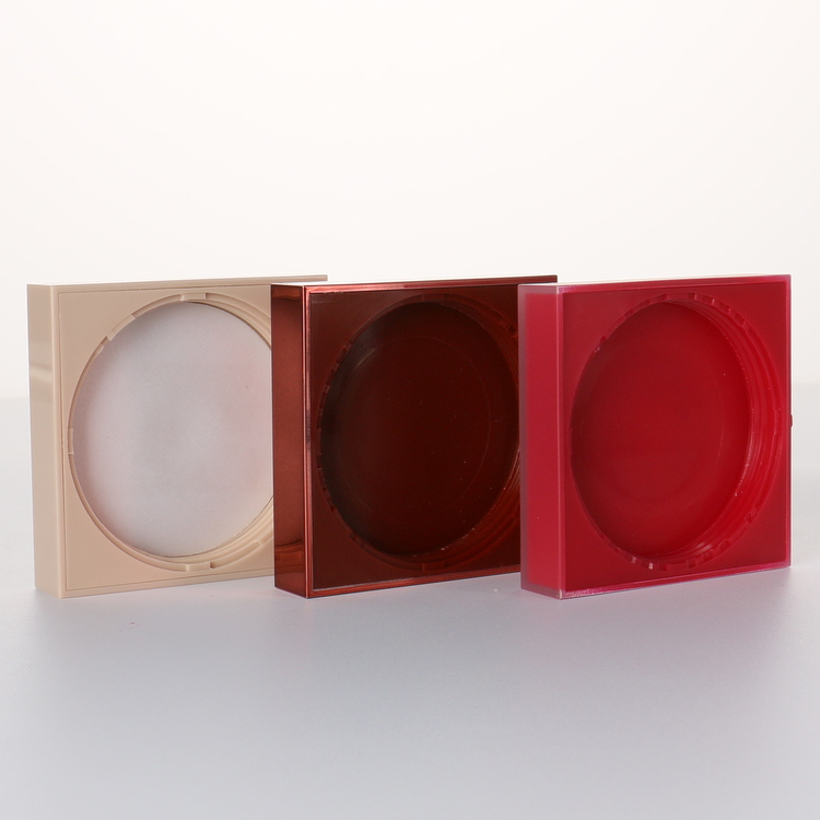 Hot selling empty plastic cosmetic loose powder packaging cream jar ABS cream jar red pink top loose powder jar sifter