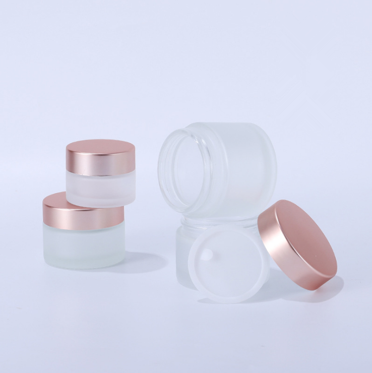 Hot selling frosted wide mouth cosmetic jar cosmetic glass bottle cosmetic packaging fancy glass jars