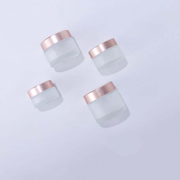 Hot selling frosted wide mouth cosmetic jar cosmetic glass bottle cosmetic packaging fancy glass jars