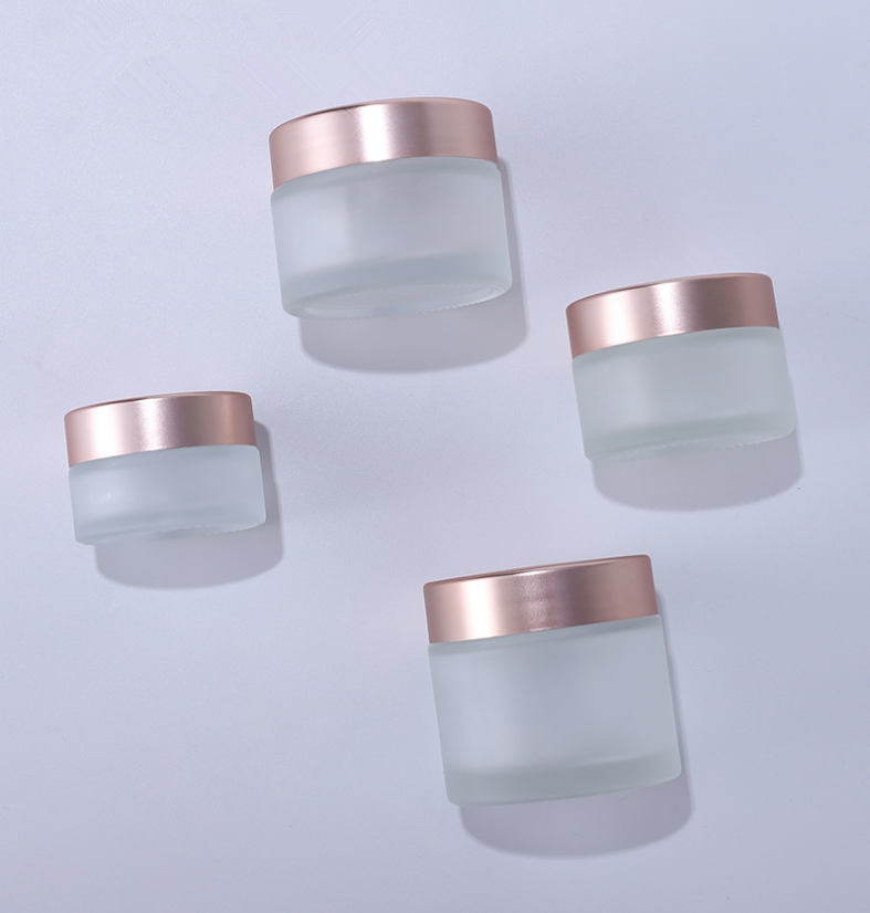Hot selling frosted wide mouth cosmetic jar cosmetic glass bottle cosmetic packaging fancy glass jars