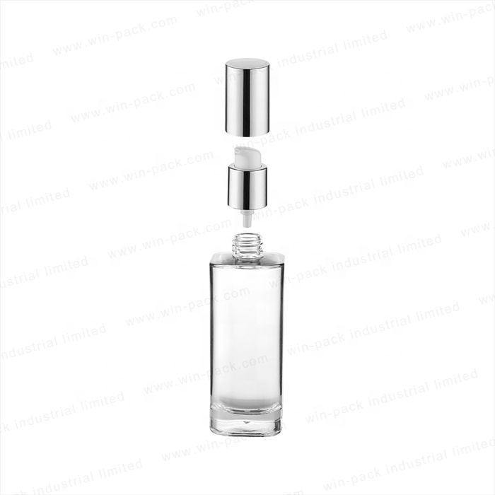 Hot selling glass lotion pump bottles wholesale cosmetic empty bottles with aluminum cap 15ml 30ml