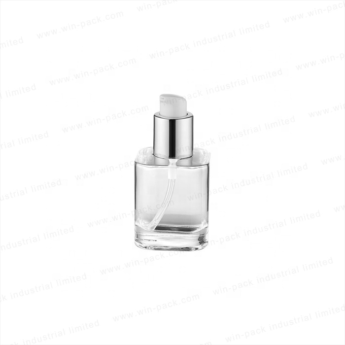 Hot selling glass lotion pump bottles wholesale cosmetic empty bottles with aluminum cap 15ml 30ml