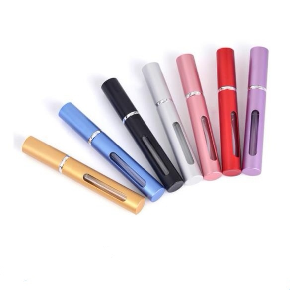 Hot selling high quality 5ml 10ml empty refillable portable aluminum glass perfume spray atomizer bottle