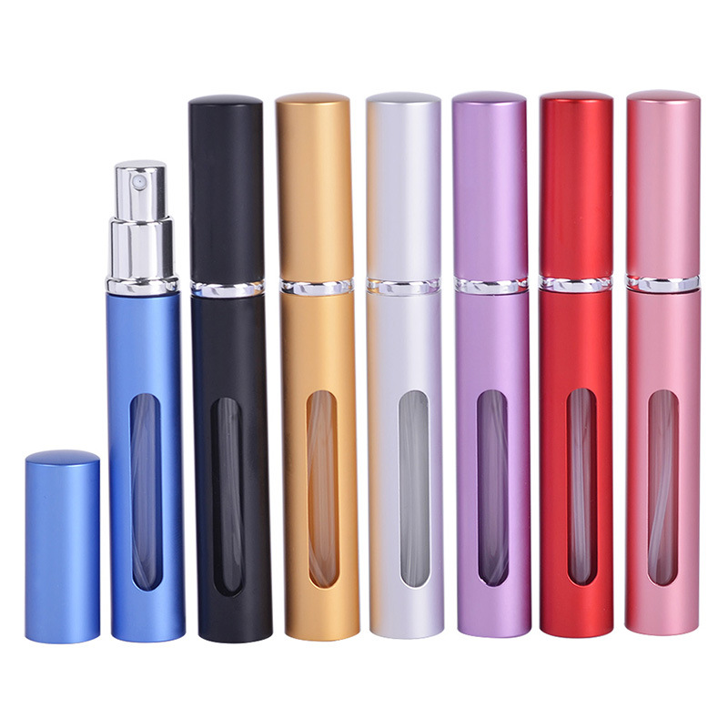 Hot selling high quality 5ml 10ml empty refillable portable aluminum glass perfume spray atomizer bottle