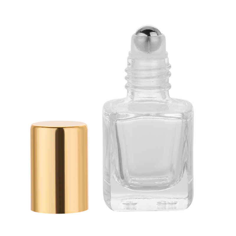 Hot selling high quality fashion 5ml essential oil square refillable glass perfume bottle