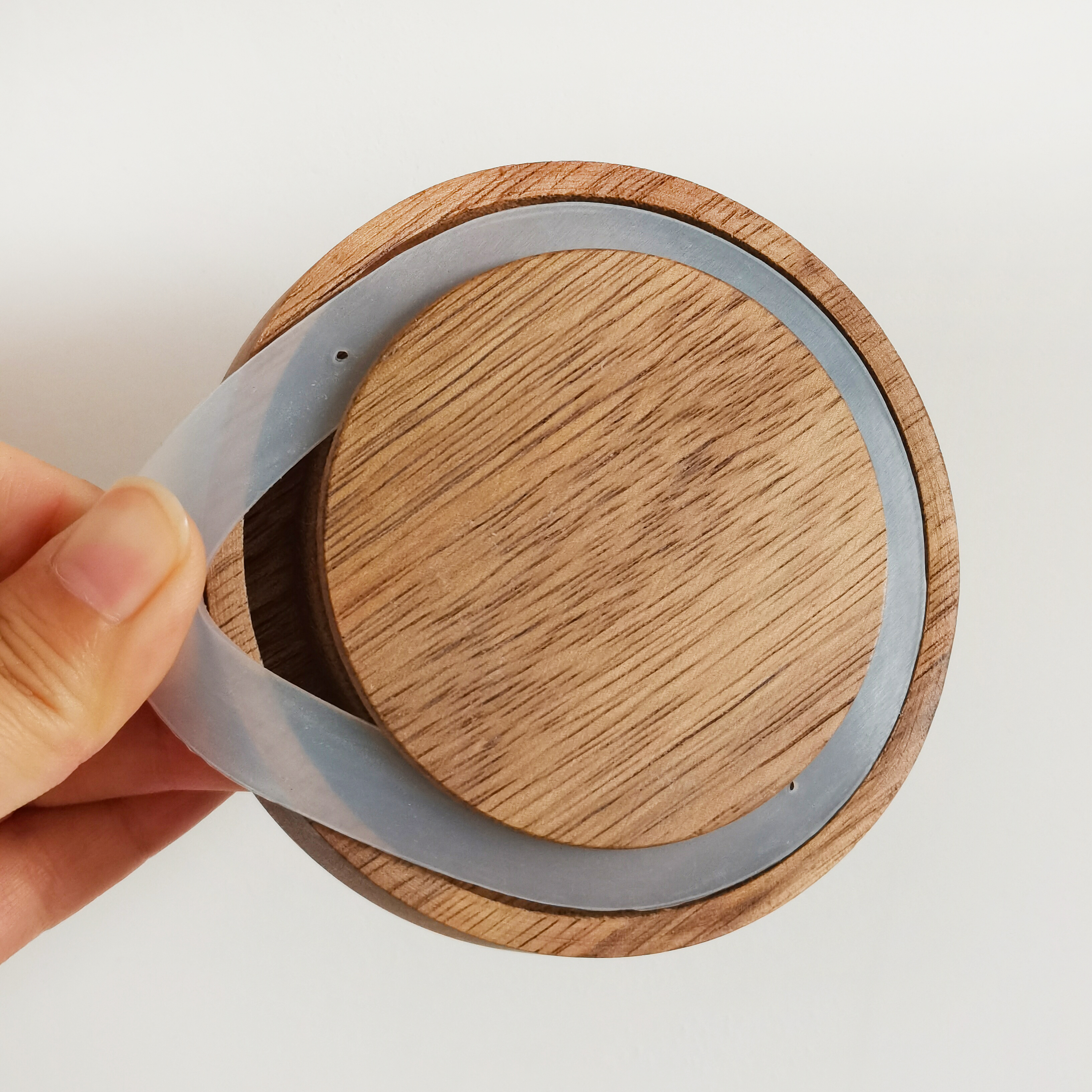 Hot selling home glass jar with acacia wood lid