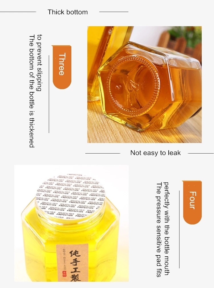 Hot selling honey jar glass bottle hexagonal premium honey bottle