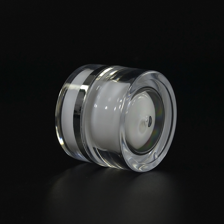 Hot selling luxury cosmetic container 5g 10g 15g 30g 50g black white round bottom double wall acrylic cosmetic cream jar