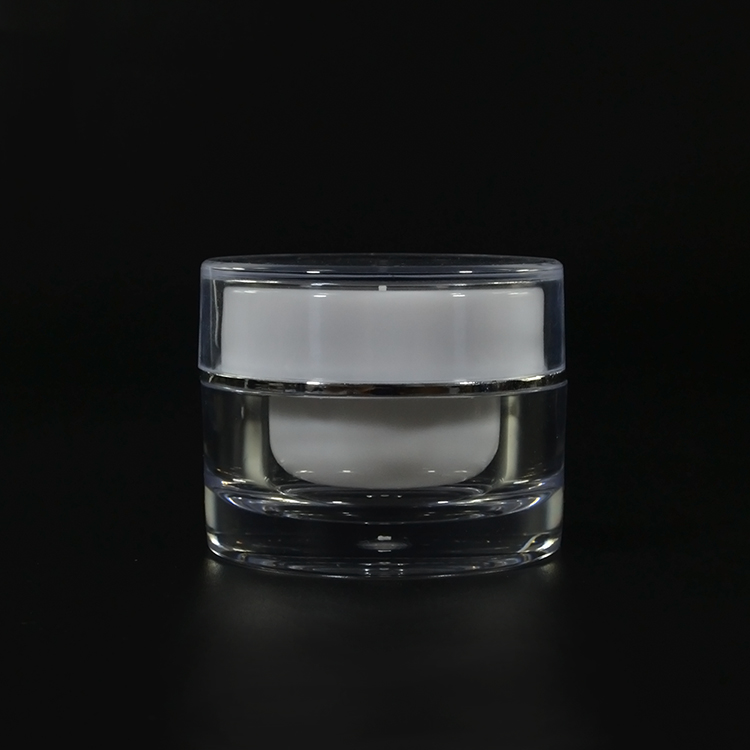 Hot selling luxury cosmetic container 5g 10g 15g 30g 50g black white round bottom double wall acrylic cosmetic cream jar
