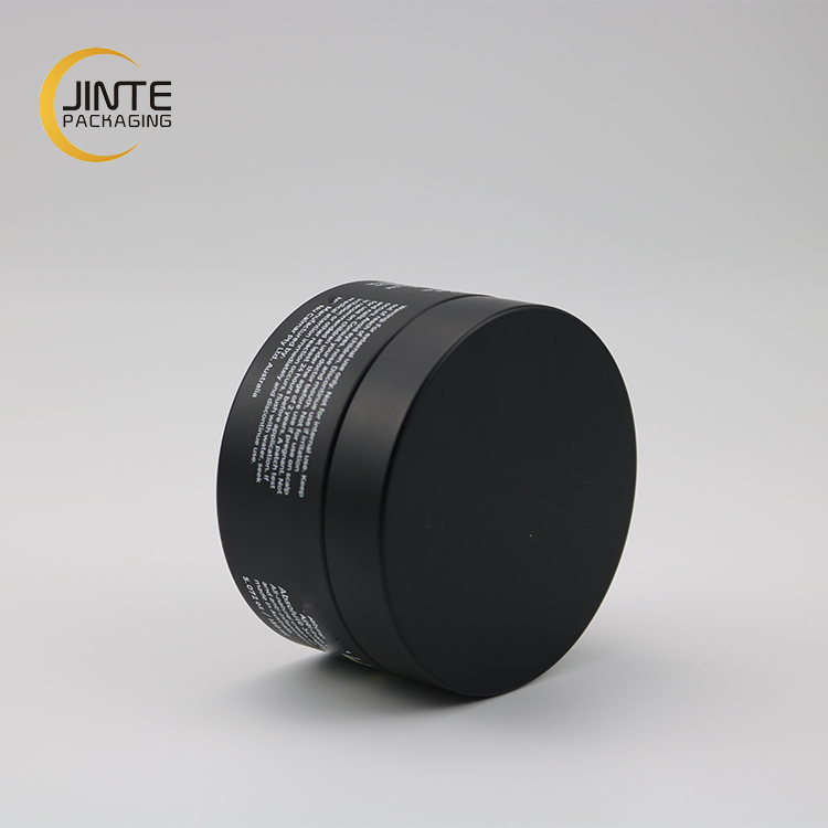 Hot selling matte black cosmetic jar and solid black lid with customized logo printing for skincare products