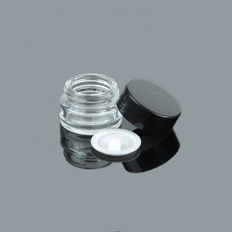 Hot selling mini small 5ml clear round glass jar with black lid (GJM02)