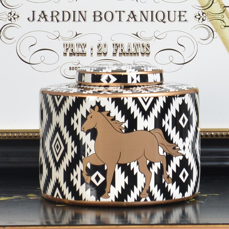 Hot selling modern design porcelain black ceramic storage jar