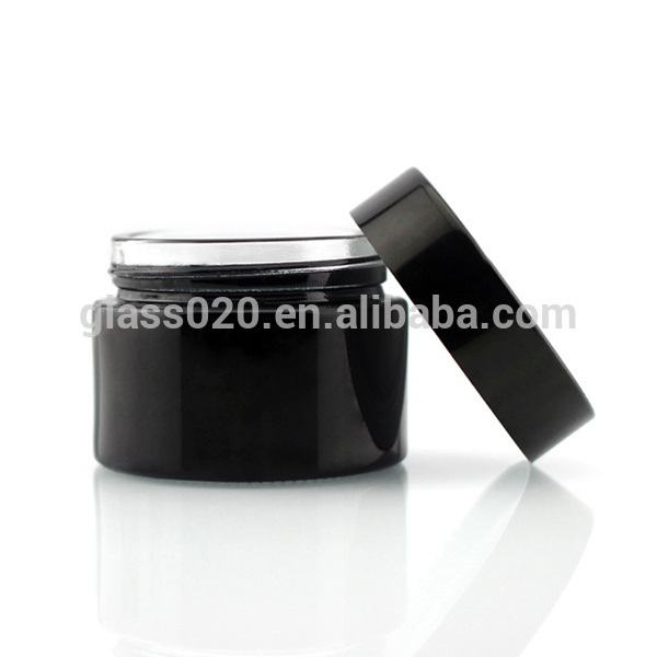 Hot selling new design 15 ml glass cream jar black makeup container