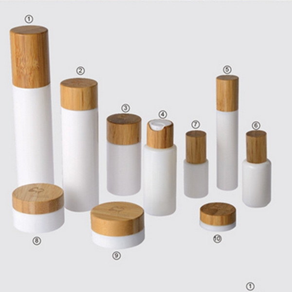 Hot selling new design glass cream bottle bamboo lid cream jar with bamboo glass bottle wood lid cap China supplier