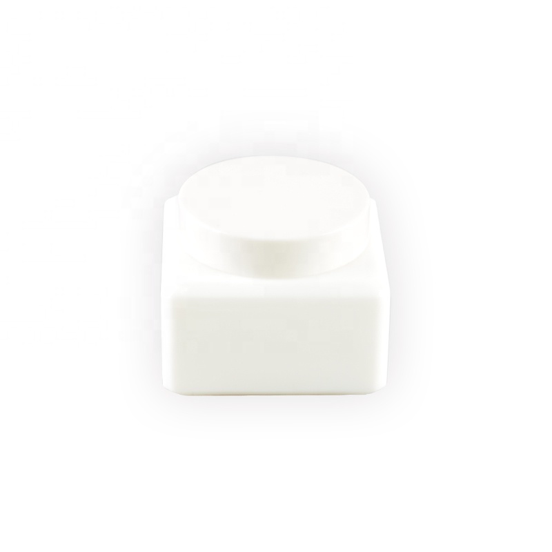 Hot selling opal white square glass jar glass cream jar for skincare packaging