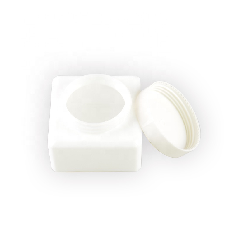 Hot selling opal white square glass jar glass cream jar for skincare packaging