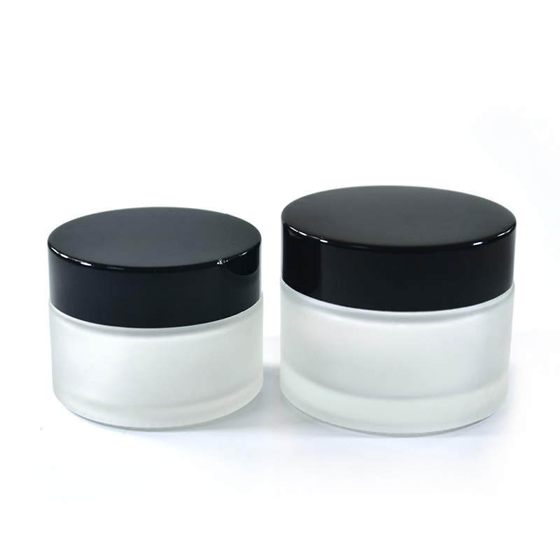 Hot selling packing products 15g 30g 50g 50ml matte frosted clear glass cream jars with lids