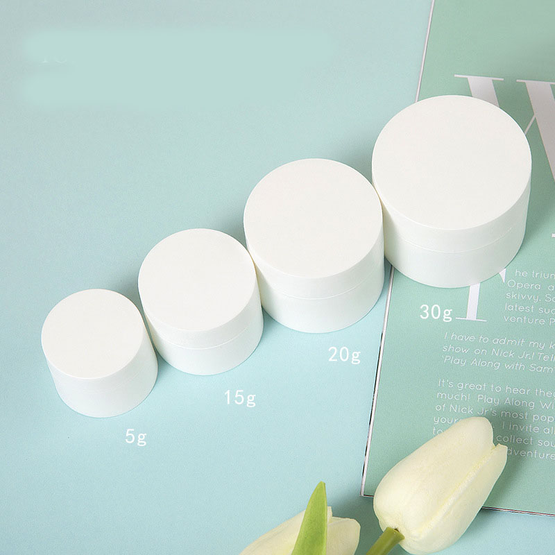 Hot selling pink white blue PP 5g 15g 20g 30g 50g plastic cosmetic jars with screw top lids
