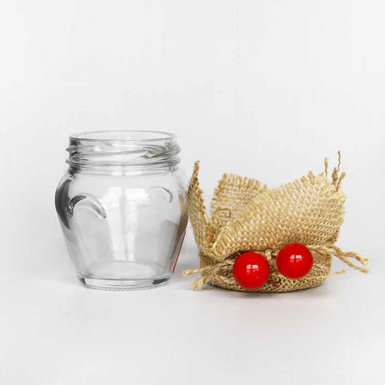 Hot selling round jam jar glass food storage canning jar with lids
