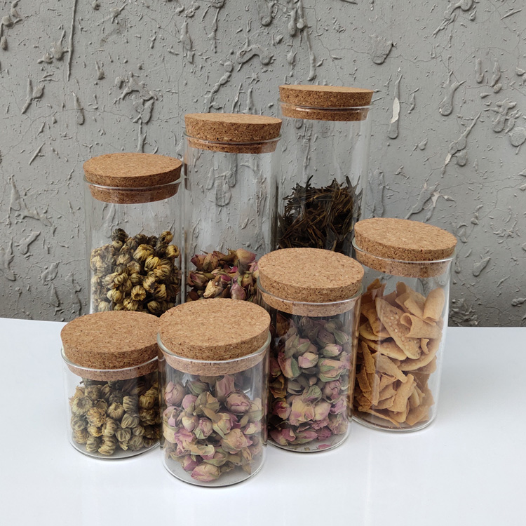 Hot selling sealed glass container set transparent storage jar set for spice kitchenware