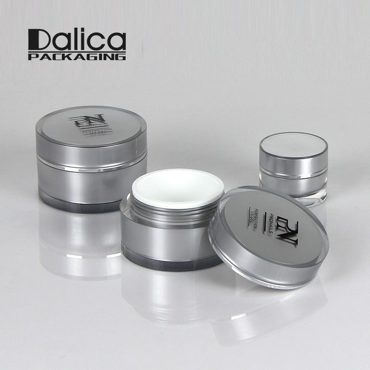 Hot selling silver painting round cosmetic 1 oz 2 oz 8 oz plastic jar
