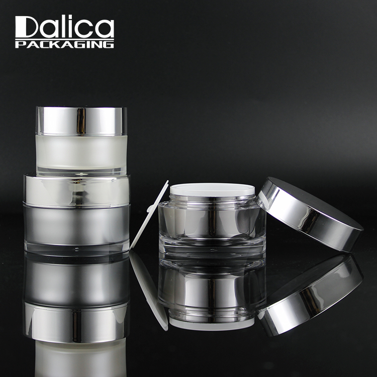 Hot selling silver painting round cosmetic 1 oz 2 oz 8 oz plastic jar