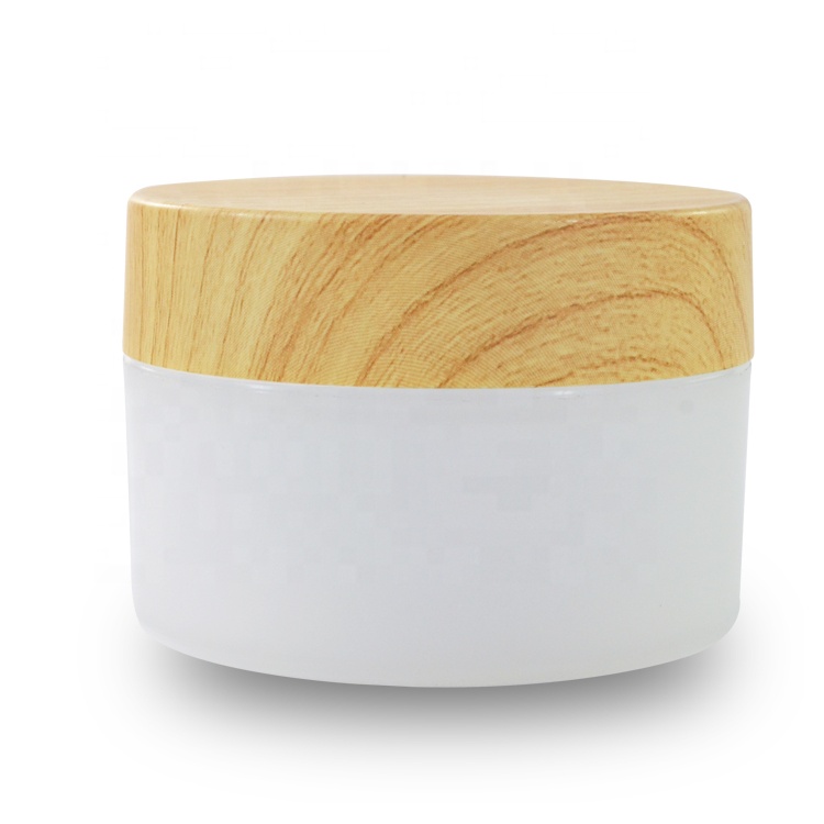 Hot selling skin care packaging 30g 50g 100g 150g 200g white cosmetic pp plastic cream jar with bamboo lid