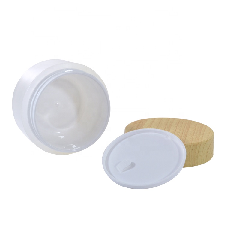 Hot selling skin care packaging 30g 50g 100g 150g 200g white cosmetic pp plastic cream jar with bamboo lid