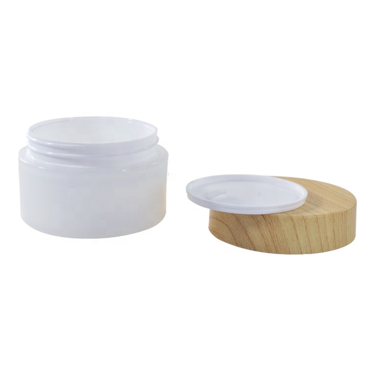 Hot selling skin care packaging 30g 50g 100g 150g 200g white cosmetic pp plastic cream jar with bamboo lid