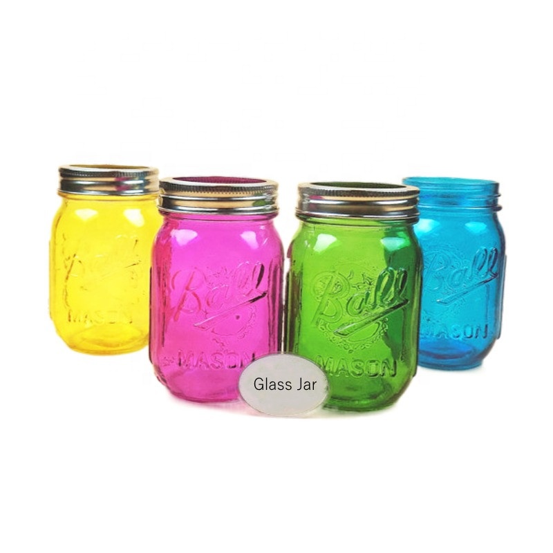 Hot selling small jar color mason jars 16 oz straw with factory price