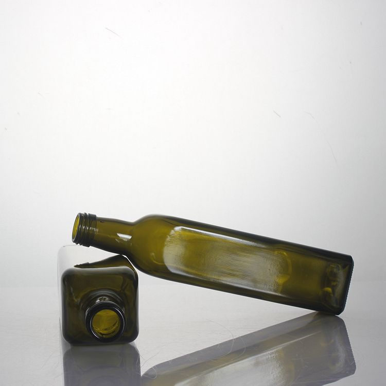 Hot selling wholesale empty square round classical dark green 250ml 500ml 750ml Olive oil screw cap glass bottle