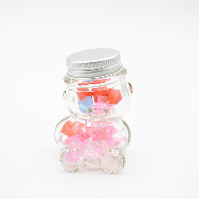 Hot selling wholesale price available different sizes glass bear honey jar 35ml 150ml Cookie/Candy clear glass jar