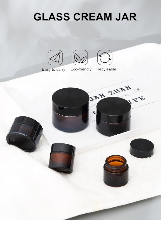 Hot skin care packaging cream jar containers 200ml amber glass cosmetic jar with aluminium lids