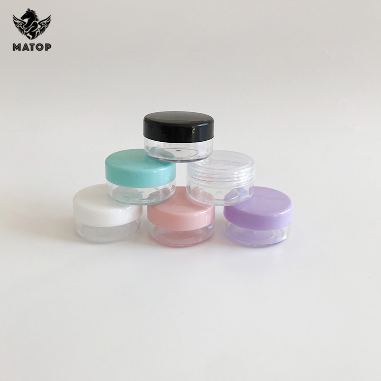 Hot stamping 10g small pink plastic cosmetic cream jars with screw top lids
