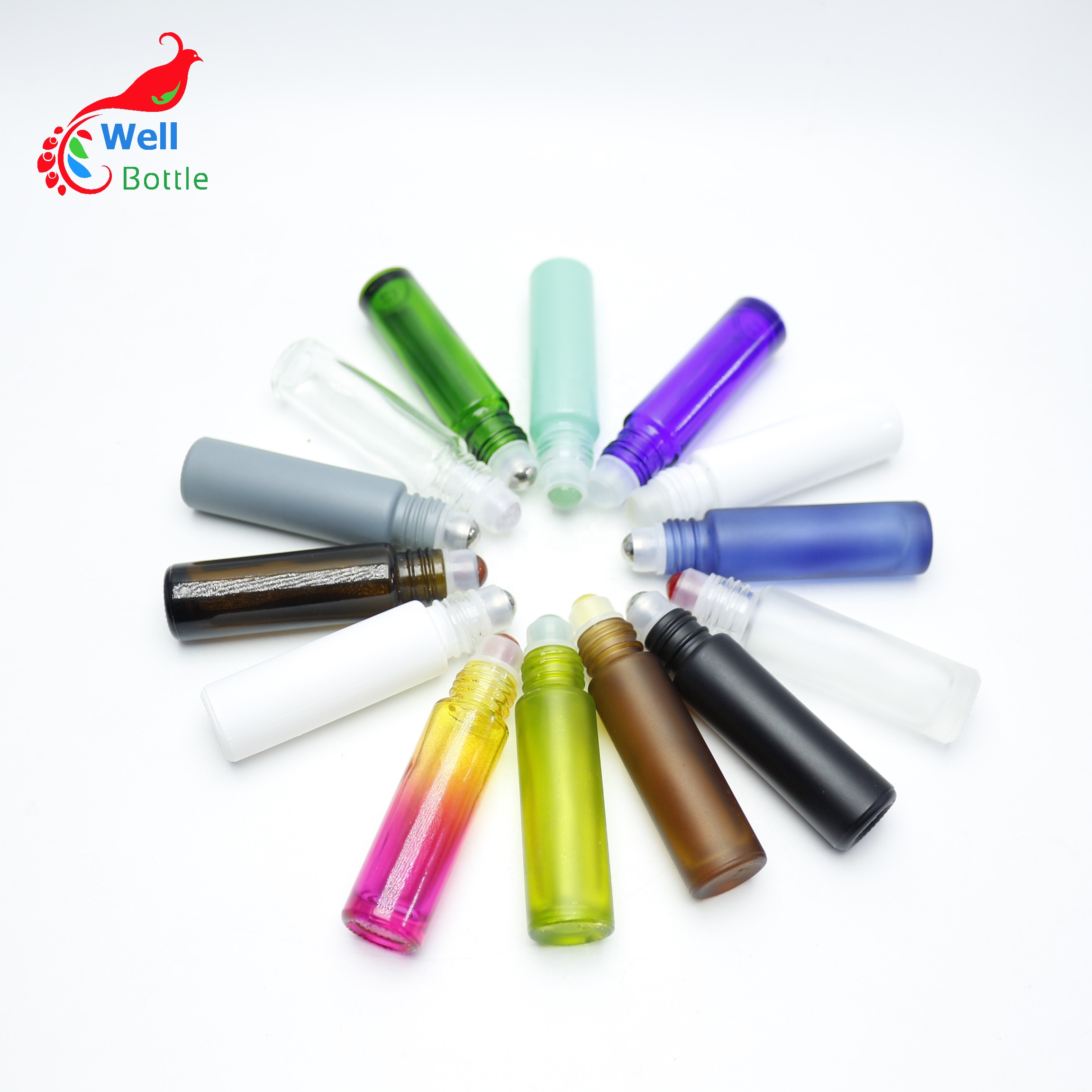 Hot stamping LOGO matte black glass roll on applicator bottle for cosmetic liquid lipstick roller bottle RO80E