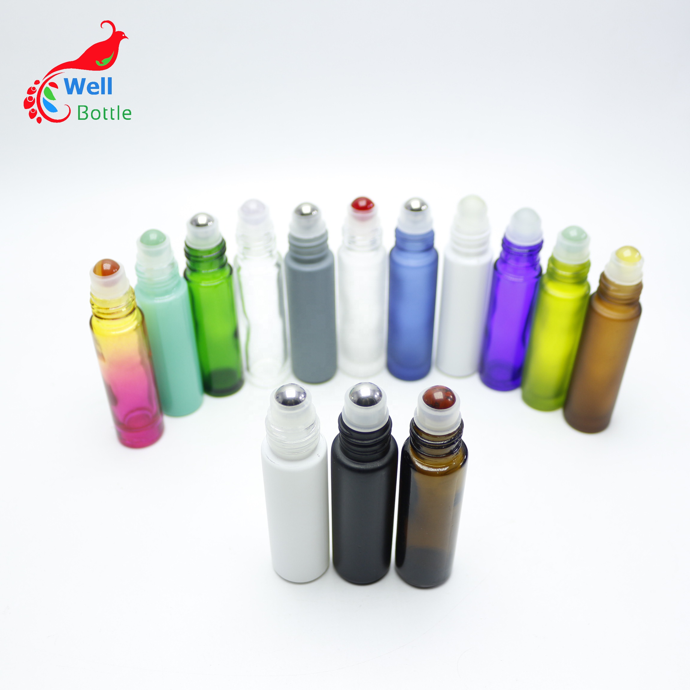 Hot stamping LOGO matte black glass roll on applicator bottle for cosmetic liquid lipstick roller bottle RO80E