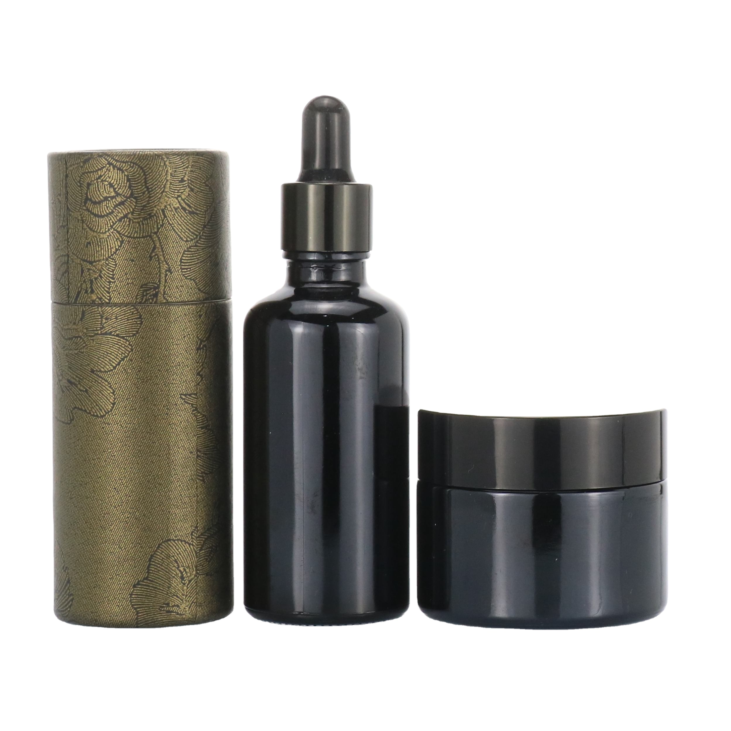 Hot stamping screen printing Matte frosted clear black glass dropper bottle essential oil bottles wtih childproof cap available