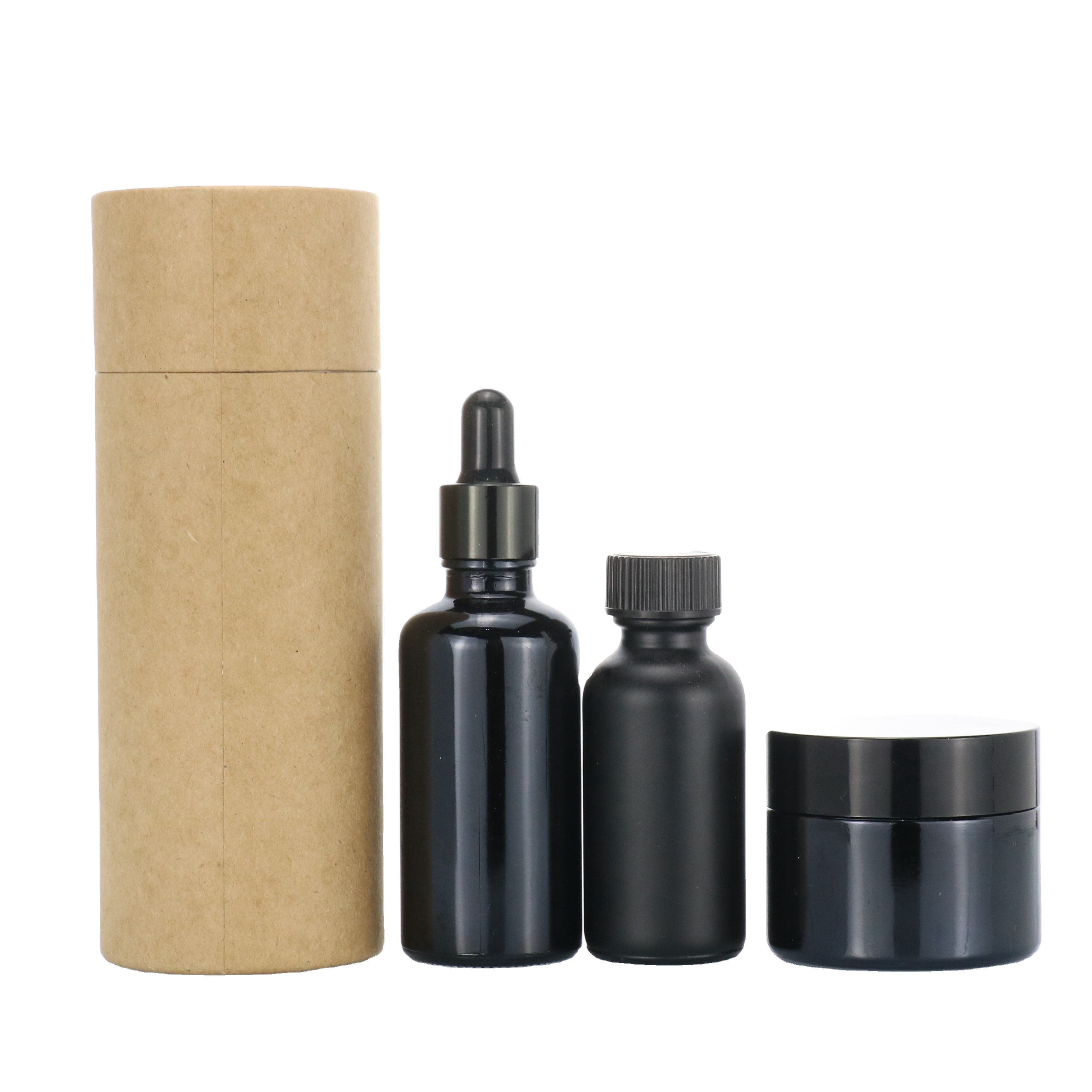 Hot stamping screen printing Matte frosted clear black glass dropper bottle essential oil bottles wtih childproof cap available
